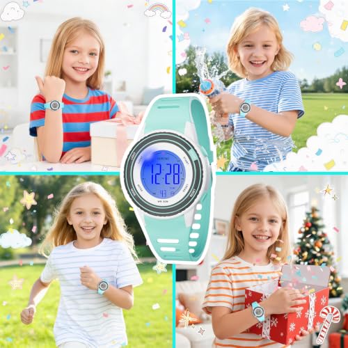 Image of Kids Digital Analog Watches for Girls Boys, 7 Color Lights Waterproof Cute Wristwatches for Kids with Alarm Stopwatch, Great Present for Girls Boys Ages 5-13