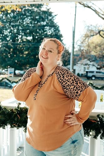 Image of CARCOS Plus Size Tops for Women Long Sleeve Raglan V Neck T Shirts Tunic Fall Blouse Xl-5Xl 14W -28W