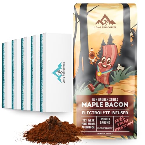 Image of Long Run Coffee - Hydrating Coffee with Electrolytes - All Natural Energy + Hydration + Recovery for Athletes - Stomach Friendly Electrolyte Coffee for Runners (5 lb, Maple Bacon)