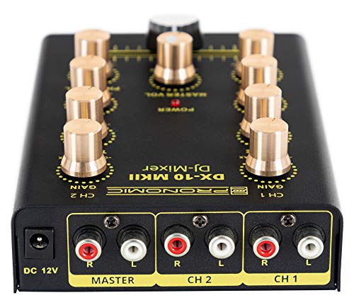 Pronomic DX-10 MKII DJ Mixer - kompakter 2-Kanal-DJ-Mixer mit zwei Line-Eingängen und 2-Band Equalizer - Mikrofoneingang… - Image 5