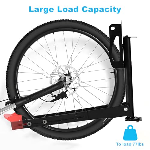CryoKing Adjustable Bike Wall Mount, Swivel Bicycle Wall Hanger, Steady Rack Holds up to 77lbs, Vertical Garage Cycle Rack with two Storage Hooks, Horizontal Indoor Bike Hanger for one Bicycle Storage