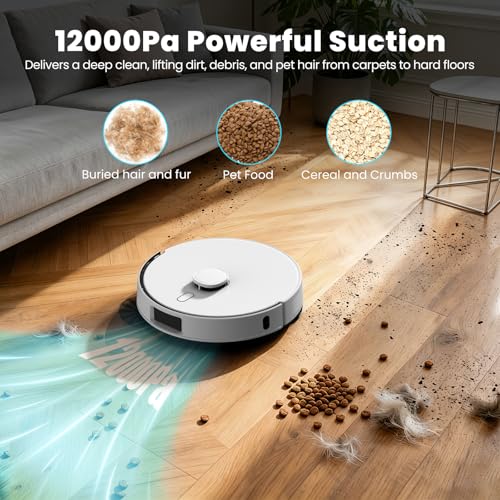Image of T30+ Robot Vacuum and Mop Combo with Self-Emptying Station, 12000Pa Robotic Vacuums Cleaner, No-Collision Obstacle Avoidance, Carpet Detection, Anti-Tangle Brush, 240Min Run, for Hair, Floors, Carpets
