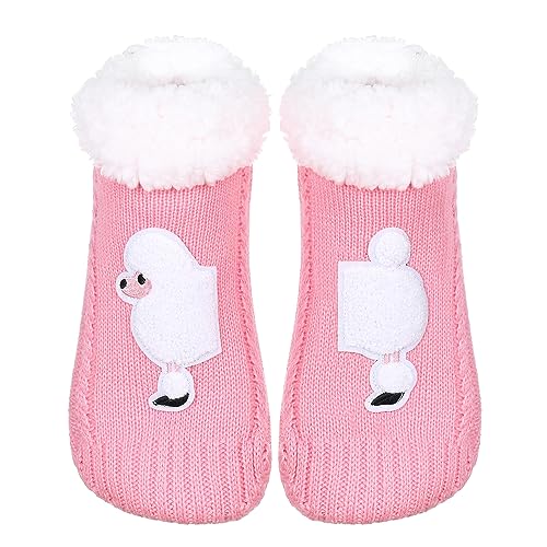 Image of ZYZX Cute Dog Slipper Socks for Women with Grips,Fuzzy Socks Indoor