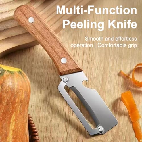 Stainless Steel Vegetable Peeler with Wooden Handle Ergonomic Potato Peeler & Fruit Slicer Sharp Blade for Carrot Apple Kiwi Easy Grip Kitchen Tool (2PCS) - Image 4