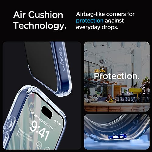Image of Spigen Ultra Hybrid Back Cover Case for iPhone 15 Pro Max, Durable Hybrid Structure, Air Cushion Technology - PC+TPU | Sky Crystal