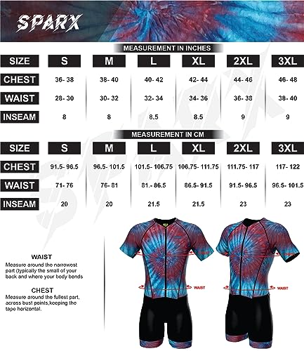 Sparx Mens Elite Aerosuit Triathlon Suit Mens Short Sleeve Tri Suit Skinsuit (Tie&Dye Maroon, 2XL)