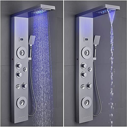 Shower panel tower system LED rainfall waterfall bathtub jet massage body miniatura 2