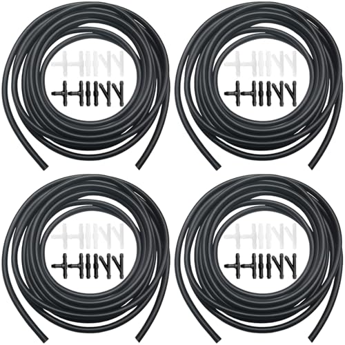 Windshield Washer Hose Repair Kit, Automotive Replacement Windshield Washer Hoses Connect Car Water Pump&Nozzles for Most Car Windshield Washer Tubing (4*4M Washer Fluid Hoses & 48Pcs Hose Connectors)