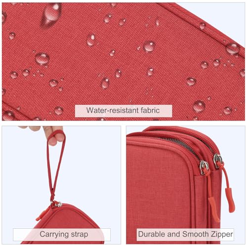 Image of FYY Travel Cable Organizer Pouch Electronic Accessories Carry Case Portable Waterproof Double Layers All-in-One Storage Bag for Cord, Charger, Phone, Earphone Red