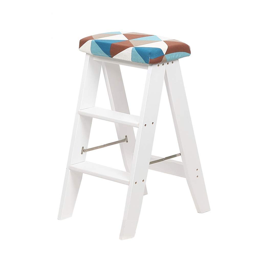 Tabouret d'échelle pliant 3 marches en bois naturel compact