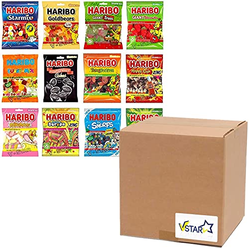 12 Mixed HARIBO Sweets Bags (140G) Random Mied Flavours of Sweets Bag - VSTAR