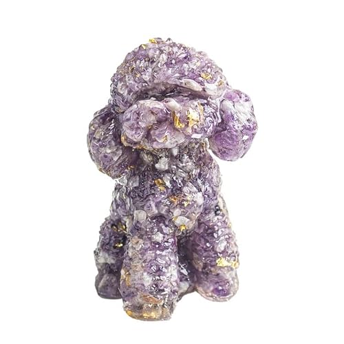 HUFFA Natural Crystal Crushed Stone Teddy Dog Figurine | Home Desktop Decoration Animal Ornament