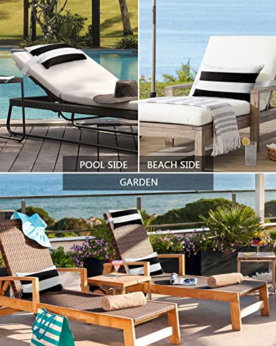 Fantasy Staring Outdoor Pillow For Chaise Lounge Chair, Black And White Stripes Head Resting Pillows With Adjustable Elastic Stripe Lumbar Pillows 11" X 16" (2 Pack) #TOP5