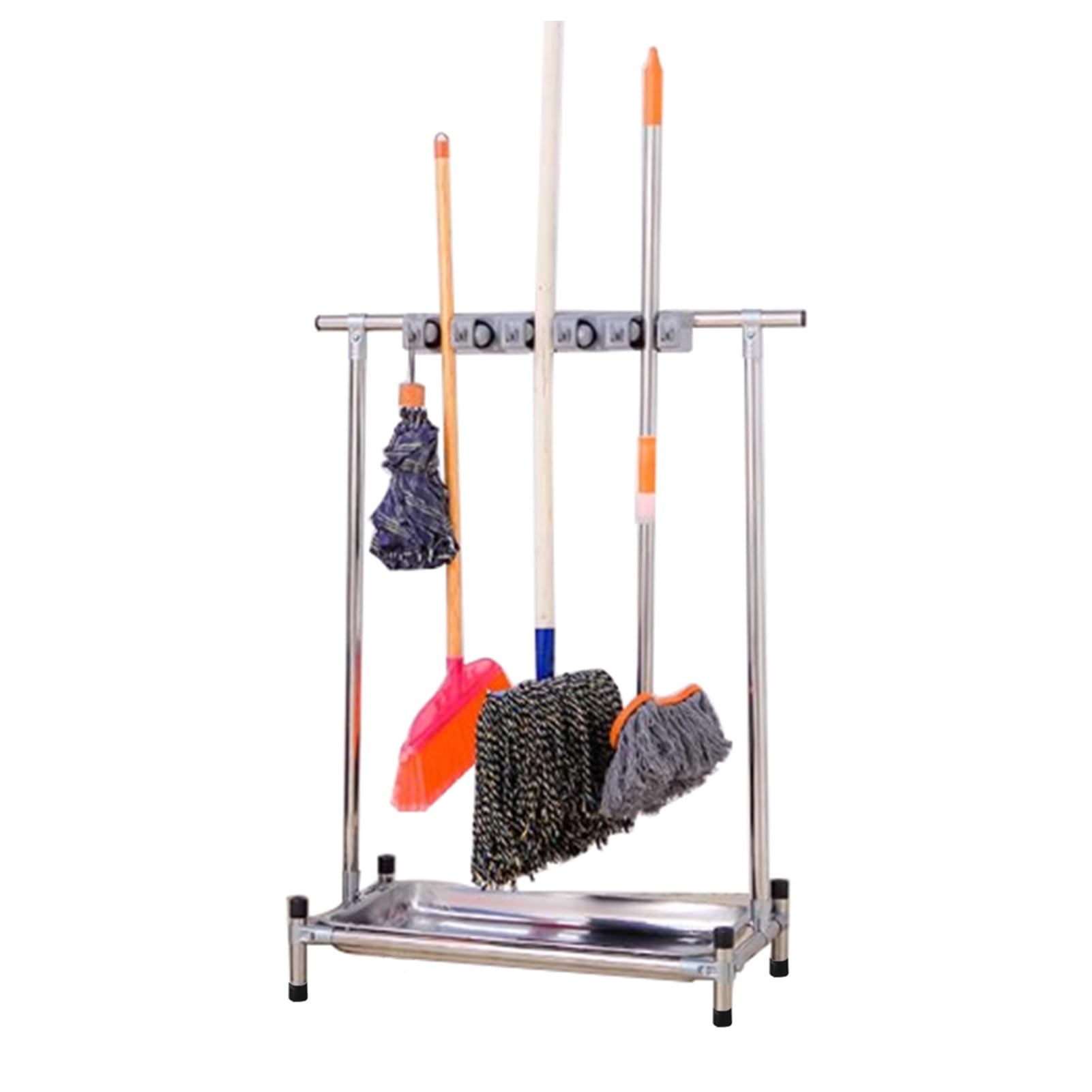 FYIYIEW broom holder, Commercial Broom Mop, Umbrella Stand, Floor-Mounted Rack(66 * 42 * 105Cm(5Slots))