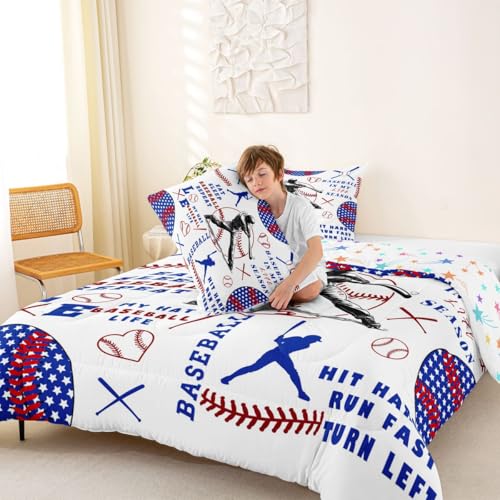 Image of Feelyou Personalized Baseball Comforter Set Bedding Queen Size for Kids