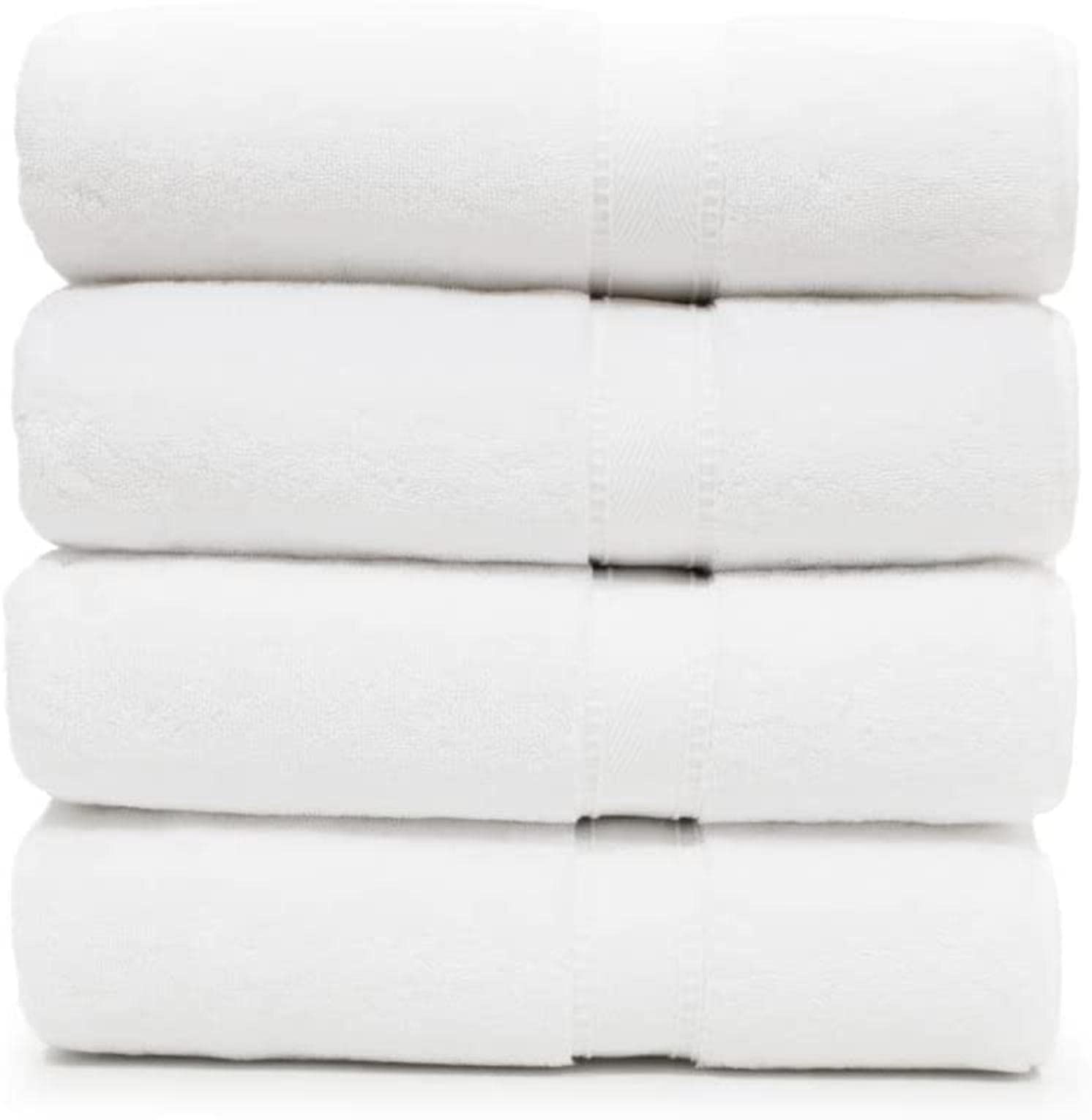 4 X White Bath Towel Luxury 100% Egyptian Cotton High Absorbent 500 GSM Hotel Quality Bath Towel Set