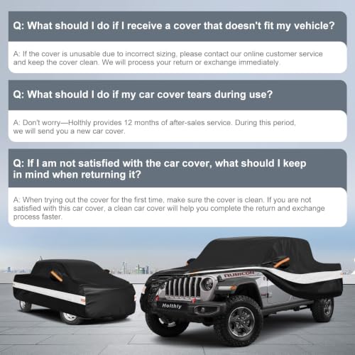 Image of 10 Layers Truck Cover Waterproof All Weather Custom Fit for Jeep Gladiator(2019-2026), Outdoor Full Exterior Pickup Car Cover for Automobiles Sun Rain Snow Ice Protection. Black