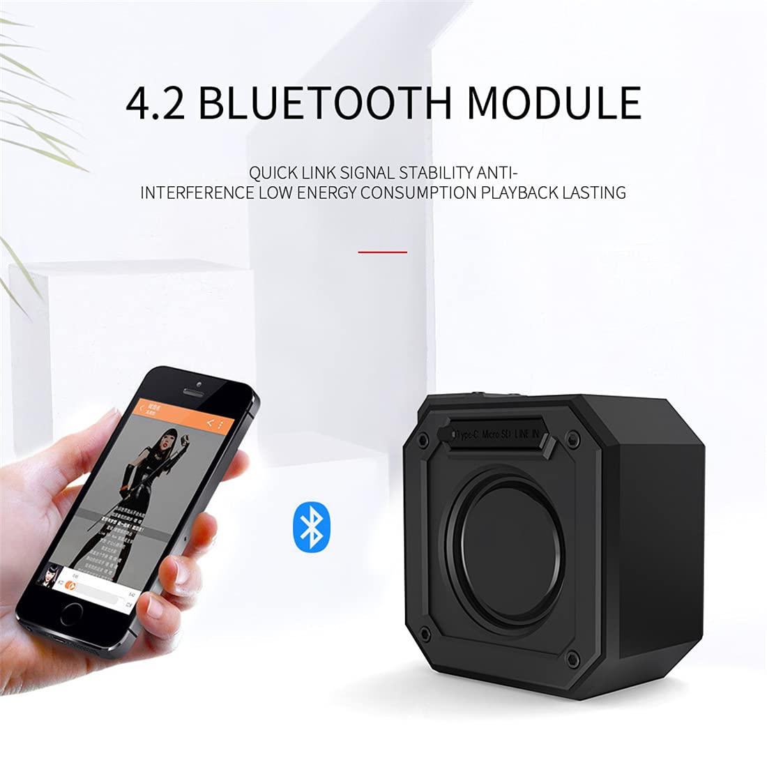 Altoparlante Bluetooth, Altoparlanti Wireless Portatili, Impermeabile, Doppio Abbinamento, Bluetooth 5.0, Stereo Rumoroso, Basso in Piena Espansione, per All'aperto, Campeggio,Nero