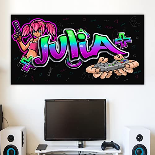 timalo® - Tableau mural - Poster cool - Joueur avec nom - Image de jeu pour chambre d’adolescents (garçons et filles) - Graffiti - Personnalisé - Poster 1 - Motif 12 - 42 x 30 cm (l x H)