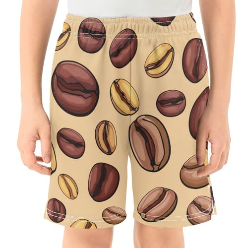 J JOYSAY Roasted Coffee Bean Tan Boys Athletic Shorts Kids Youth Casual Shotrs with Elastic Waistband Pockets2