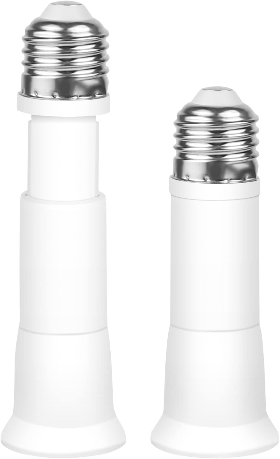 E26 3.15-4.21 Inch Extension Flexible Socket Extender Adapter (Extension: 8-10.5 CM), E26 to E26 Edison Screw Converter, Lamp Bulb Socket Extension, Lamp Holder Adapter