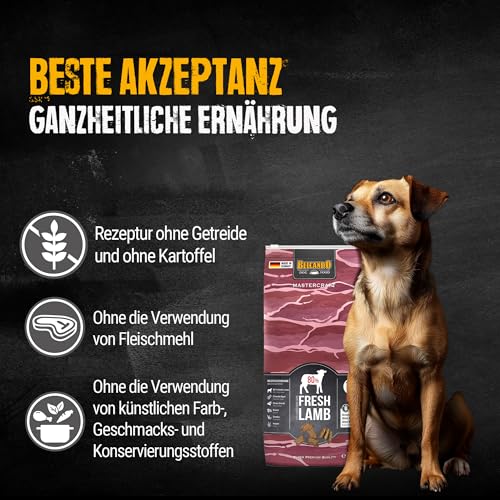 BELCANDO MASTERCRAFT Hundefutter trocken Fresh Lamb, 10kg, Trockenfutter für Hunde mit Lamm, 80% Frischfleisch, getreidefrei, für alle Rassen, Made in Germany
