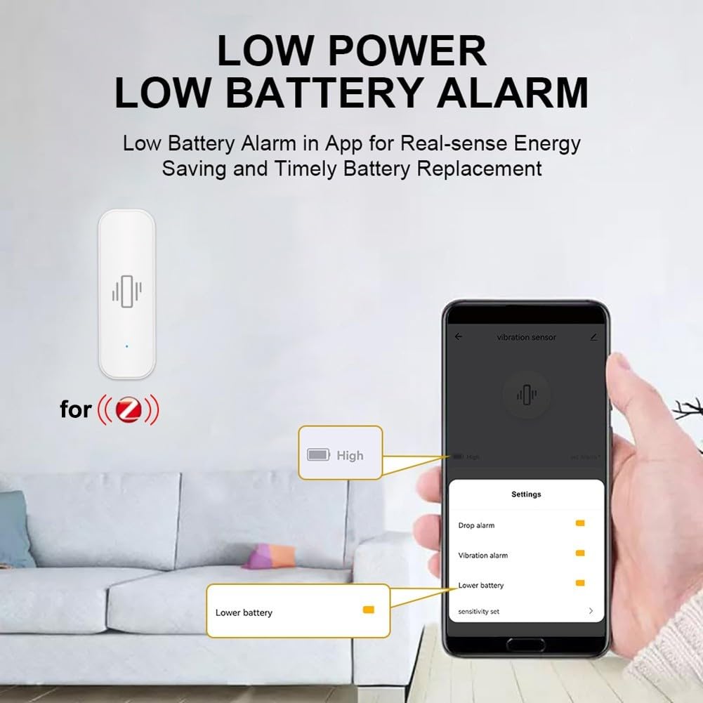 für Intelligenter Vibrationssensor WiFi-Vibrationssensor für Zigbee-Vibrationssensor für Tuya Smart Vibrationssensor WIFI Echtzeitalarm für Home Office Sicherheitsschutz (2 Stück)
