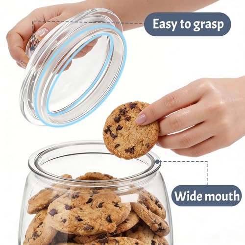 Image of Goaste 2 Pack 112oz Plastic Cookie Jars with Airtight Lids, Clear Unbreakable Decorative Candy Jars, Wide Mouth Apothecary Canisters with Silicone Seal for Kitchen Pantry Snack Flour Nuts Dog Treats