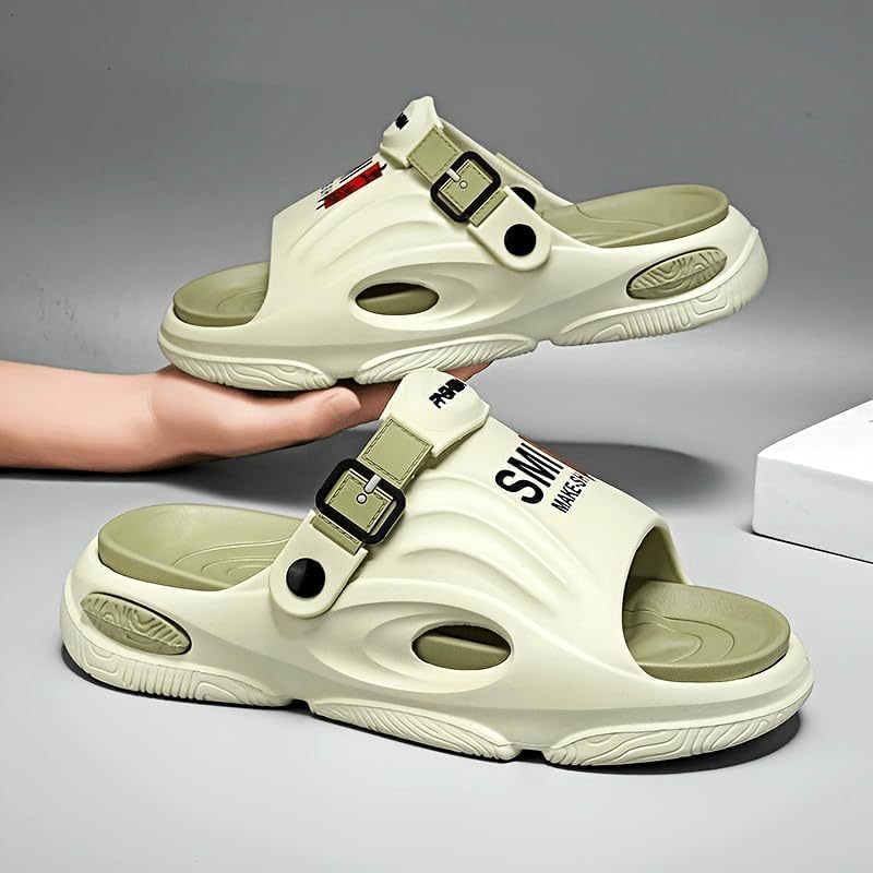 Mens Ultra-Comfy Trendy Street Style Chunky Slippers - Non-Slip, Casual, Durable, Soft EVA Sole, Ergonomic Slides for Mens Footwear - Perfect for Indoor and Outdoor Use2