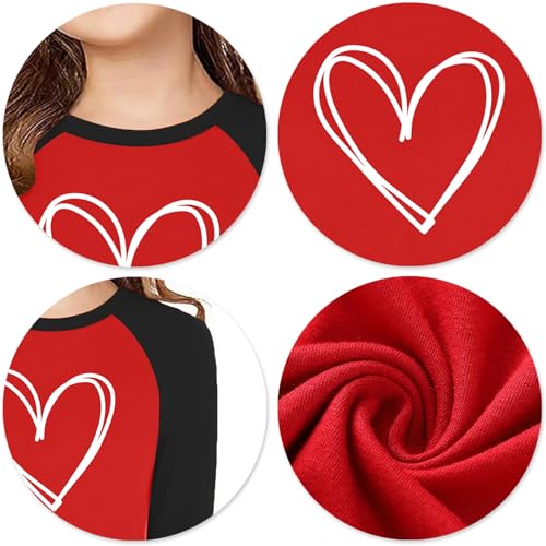Image of Girls Valentine Shirts for Kids Valentines Heart Graphic Tshirts Casual Long Sleeve Shirts Love Heart Tee
