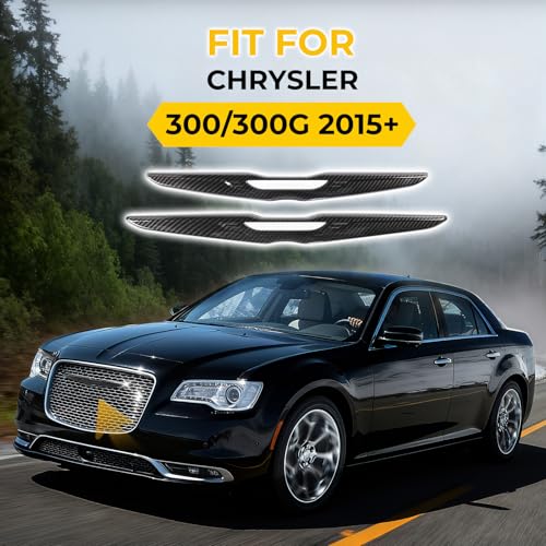 Image of Carbon Fiber Emblem Cover Trim Compatible with 300 2015-2023, Front Grille & Rear Badge Accessories