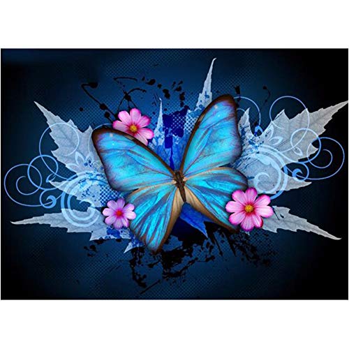 DIY 5D Diamond Painting Kit for Adults, Round Full Drill Resin Beads Diamond Dots Art Craft Set,Butterfly,15.75 x 11.81 inch