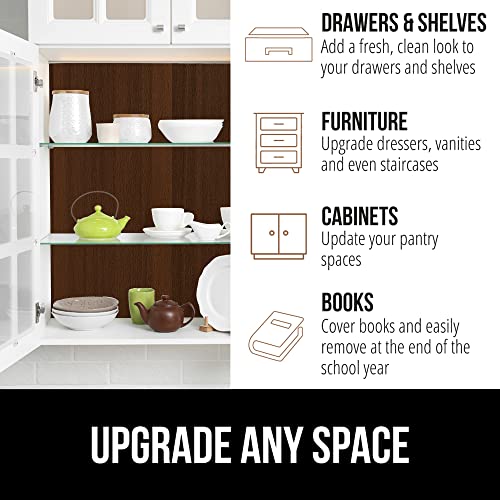 Gorilla Grip Peel And Stick Adhesive Removable Easy Install Liner Books, Drawers, Shelves And Crafts, Kitchen Décor Paper Contact Liners Cover Book, Drawer, Shelf, 11.8 In X 20 Ft Roll, Brown Wood #TOP3