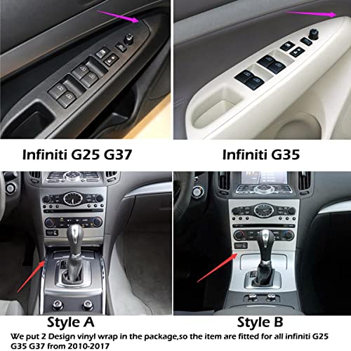 Center Console Dashboard Vinyl Wrap Cover Matte Black Carbon Fiber Interior Pre-Cut Armrest Console Panel Protective Decoration Sticker Accessories For Infiniti G25 G35 G37 2010-2017 #TOP3
