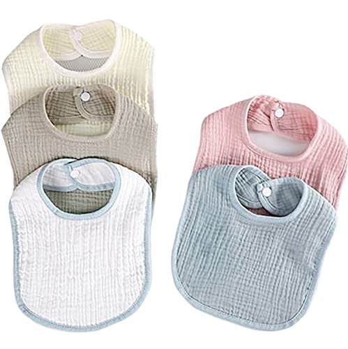 BXRJIE ベビー ビブ スタイ よだれかけ 綿100 Percent 5枚 6枚 セット 無地 かわいい 赤ちゃん エプロン 食事用 U型 よだれかけ スタイ 防水 綿100 Percent 柔らかい 赤ちゃん よだれかけ エプロン 食事用 花びら型