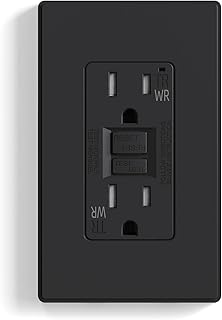 ELEGRP GFCI Outlet Outdoor, 15 Amp Self-Test GFI Electrical Outlet with Thinner Design, Weather & Tamper Resistant GFCI Receptacle, Ground Fault Receptacle w/Wall Plate, UL Listed, Matte Black, 1 Pack