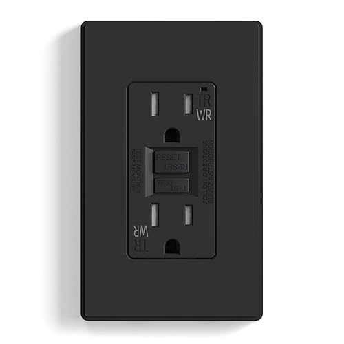 ELEGRP GFCI - Toma de corriente GFI de autoprueba de 15 amperios con diseño más delgado, receptáculo GFCI resistente a la intemperie y a