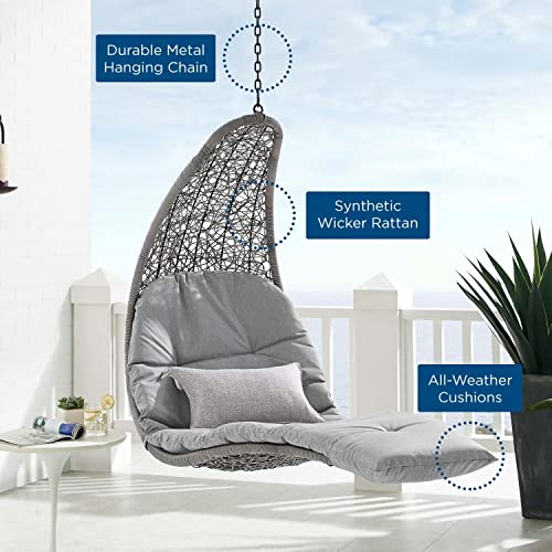 Modway Landscape Wicker Rattan Outdoor Patio Porch Chaise Lounge Hanging Swing Chair, Light Gray Gray #TOP5