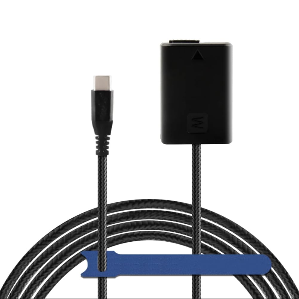 PD Câble d'alimentation USB-C tressé vers NP-FW50 batterie factice AC-PW20 DC coupleur pour Sony Alpha A5100 A6500 A6400 A6000 A55 A7