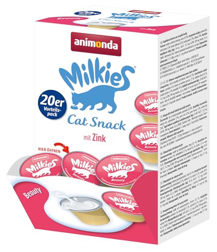 animonda Milkies Katzensnack mit Milch - Beauty (4 x 20 Cups á 15 g), portinierte Milch Katzensnacks für Erwachsene Katzen