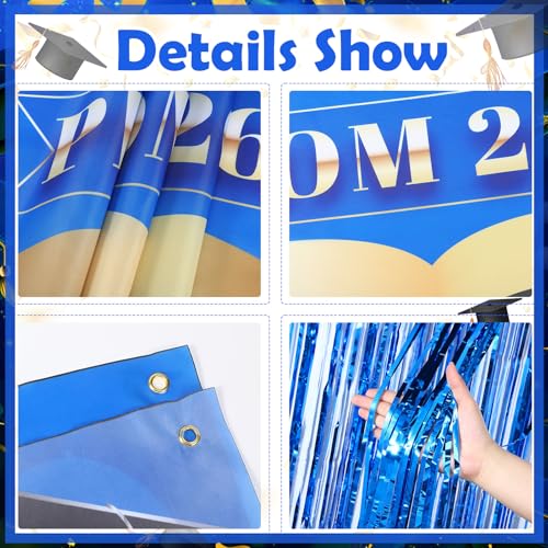 Set de fondo decorativo graduación 2026 azul y dorado miniatura 5