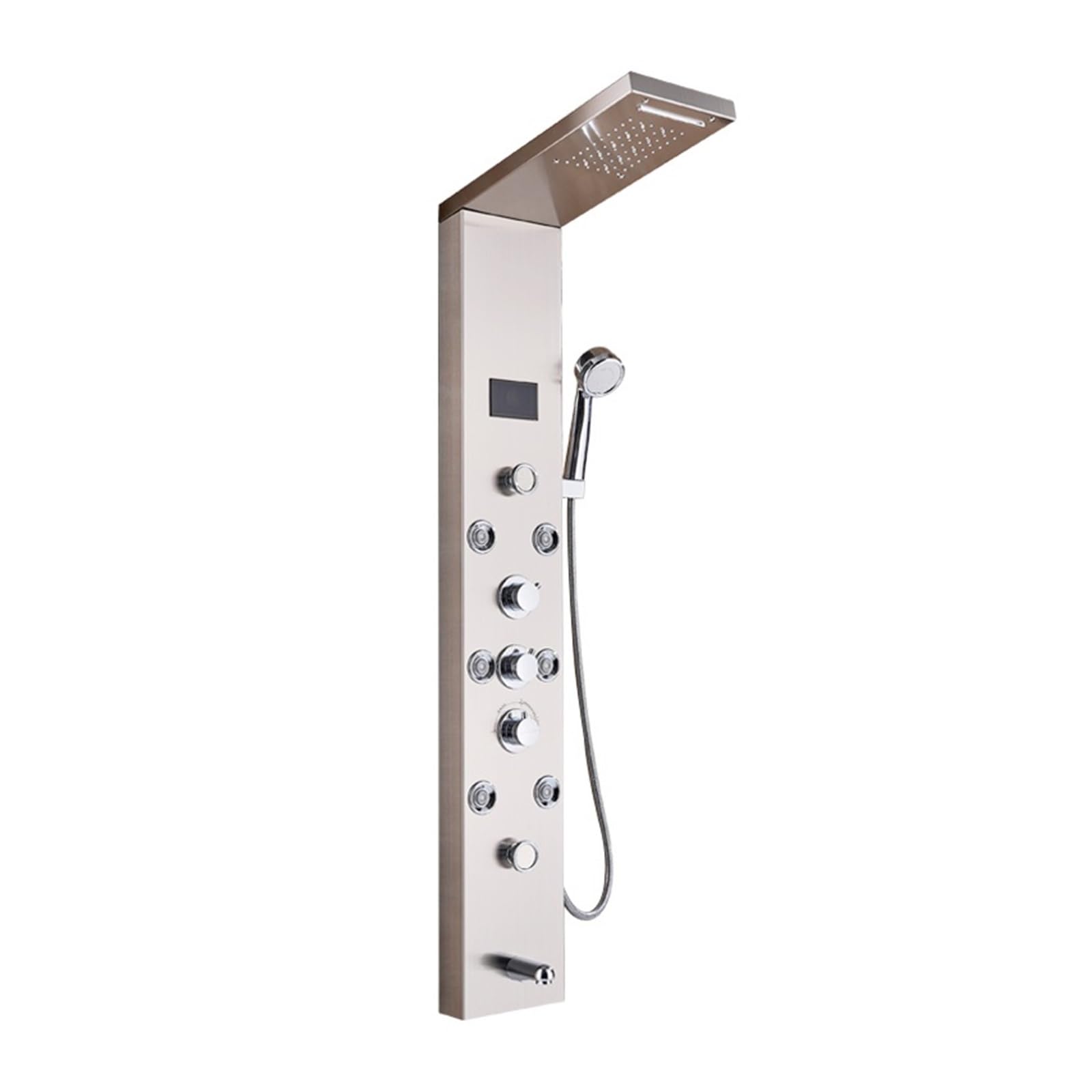 Rubinetto for Doccia da Bagno Nero/Spazzolato di recente Lusso, Pannello Doccia a LED, Miscelatore for Vasca da Bagno a Colonna con Schermo for la Temperatura della doccetta(Brushed Nickle D)
