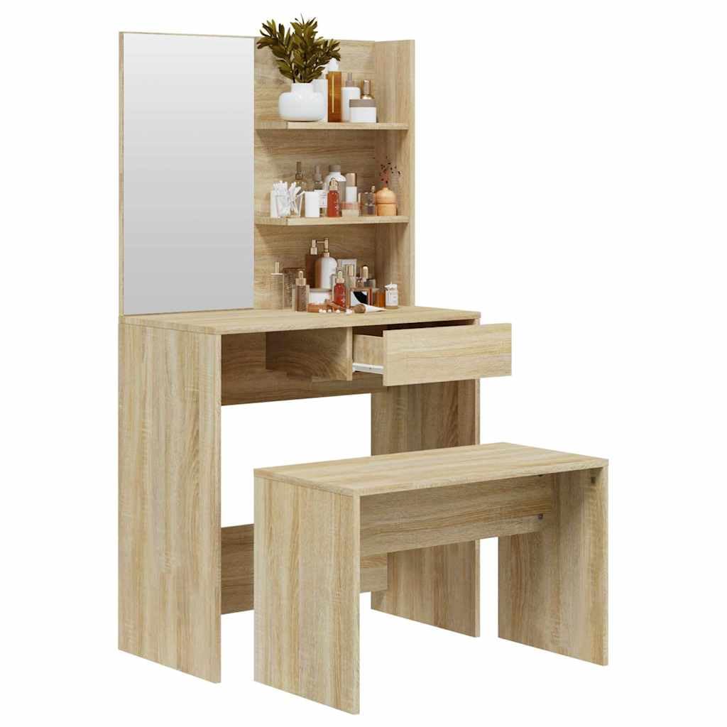Schminktisch-Set Sonoma-Eiche 74,5x40x141 cm Holzwerkstoff Schlafzimmer Stabil