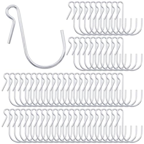 SHEHARUHI 100 PCS Small S Shaped Stainless Steel Mini Ornament Hooks for Hanging Plants Crafts Key Jewelry Suitable for Bathroom Kitchen and Closet