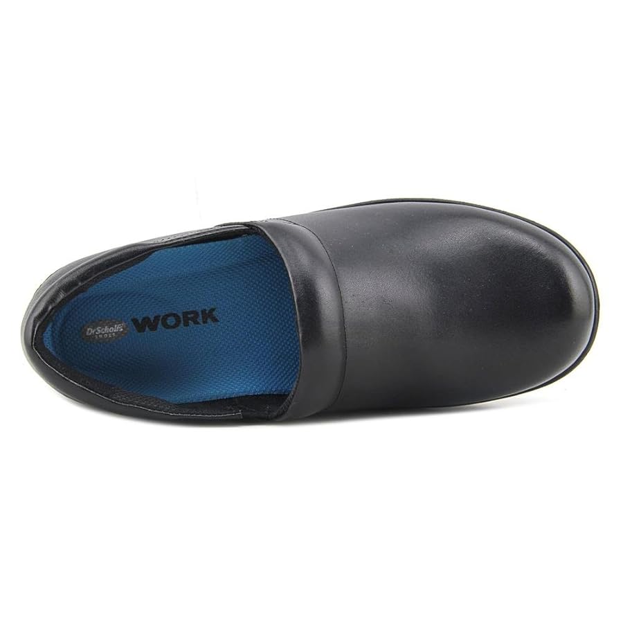 Time On Scholls Dynamo Platform Clog Shoe Black Leather Slip