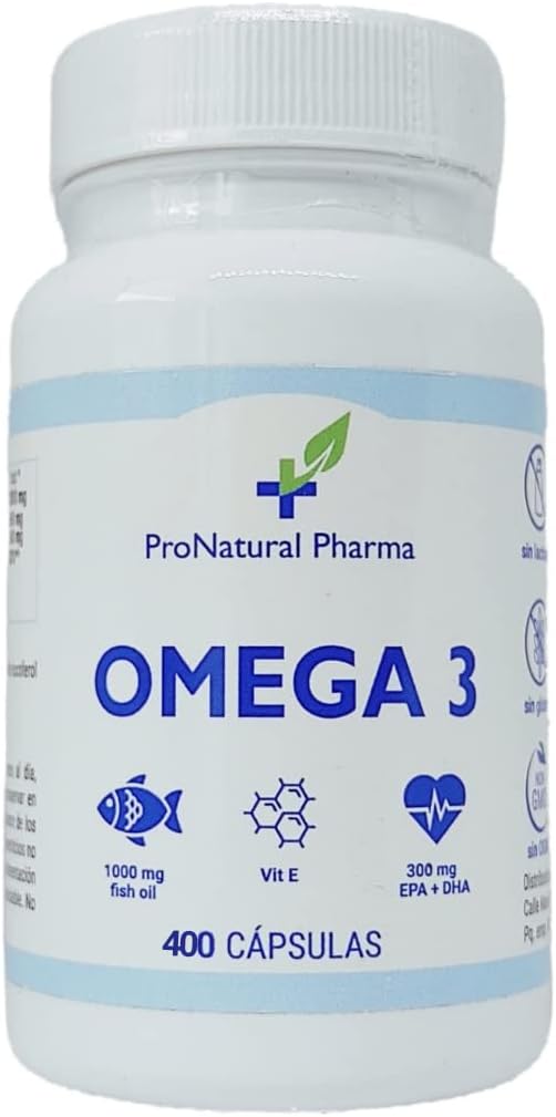 OMEGA 3 | 400 cápsulas | Aceite de pescado puro + Vitamina E | 1000mg - Ácido grasos 300mg EPA+DHA ProNatural Pharma (Suministro para 13 meses)