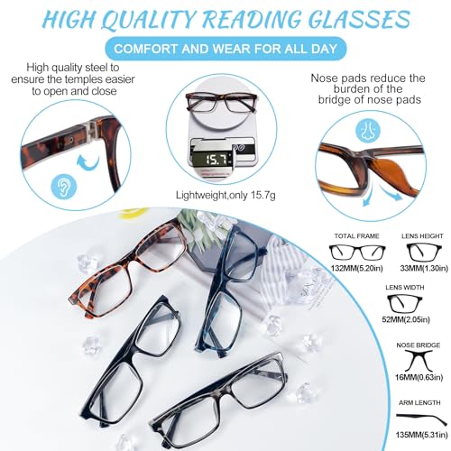 Image of OCCI CHIARI Blue Light Reading Glasses Men Anti Glare Computer Readers for Big Head