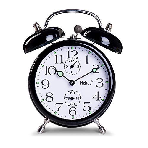 Mebus Despertador mecánico de Cuerda para Dormir Profundo, para niños, con Alarma Fuerte,...
