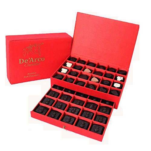 De’Arco Chocolatier Premium Gift Ideas for Anniversary, Dark Chocolates, Chocolate Box for Family, French Style Luxury Chocolates, 44Pieces