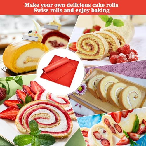 DTYGUIXE 2 Stück Silikon Backblech Rollmatte Biskuitrollenmatte Antihaftbeschichtet Silikonbackmatte Swiss Roll Backmatte 30.5 * 25.8 * 1cm Silikon-Kuchenrollenmatte Biskuitrolle Backform für Kochen
